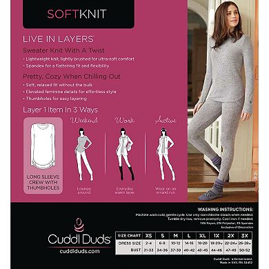 Women's Cuddl Duds® Soft Knit Long Sleeve Crew Top