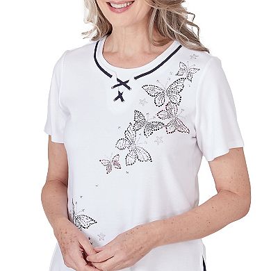 Women's Alfred Dunner Butterfly Print Short Sleeve Top