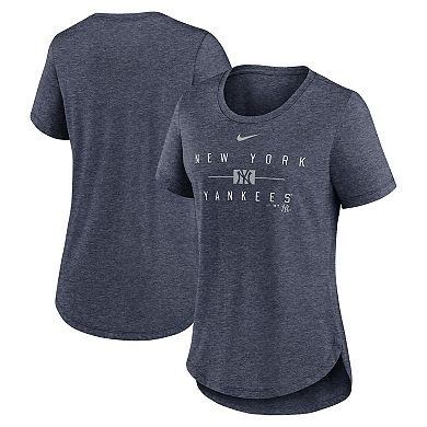 Women's Nike Heather Navy New York Yankees Knockout Team Stack Tri-Blend T-Shirt