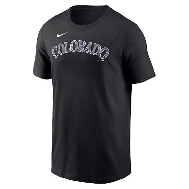 Men's Nike Black Colorado Rockies Fuse Wordmark T-Shirt