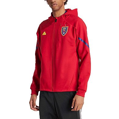 Men's adidas Red Real Salt Lake 2024 Anthem Travel Full-Zip Jacket