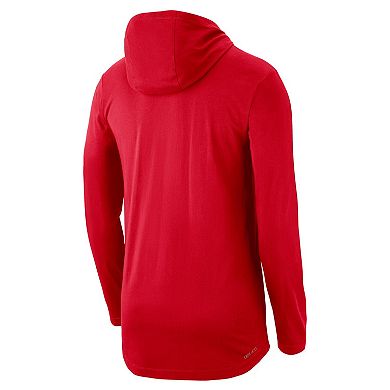 Men's Nike Scarlet Ohio State Buckeyes Campus Performance Tri-Blend Long Sleeve Hoodie T-Shirt