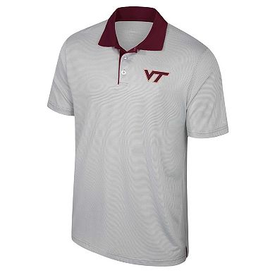 Men's Colosseum Gray Virginia Tech Hokies Tuck Striped Polo