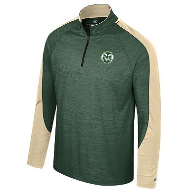 Men's Colosseum Green Colorado State Rams Langmore Raglan Quarter-Zip Top