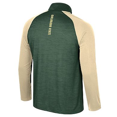 Men's Colosseum Green Colorado State Rams Langmore Raglan Quarter-Zip Top