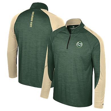 Men's Colosseum Green Colorado State Rams Langmore Raglan Quarter-Zip Top