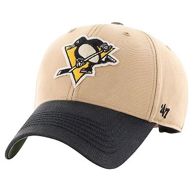 Men's '47 Khaki/Black Pittsburgh Penguins Dusted Sedgwick MVP Adjustable Hat