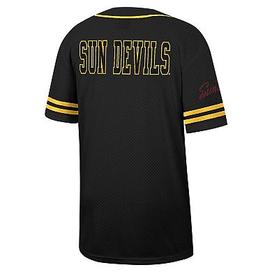 Men's Colosseum Black Arizona State Sun Devils Free Spirited Mesh Button-Up Baseball Jersey