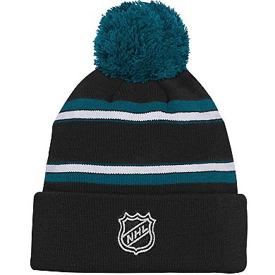 Youth Teal San Jose Sharks Alternate Jacquard Cuffed Knit Hat with Pom