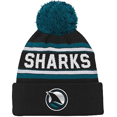 Youth Teal San Jose Sharks Alternate Jacquard Cuffed Knit Hat with Pom