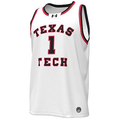 Men's Under Armour #1 White Texas Tech Red Raiders Throwback Replica Basketball Jersey
