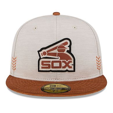 Men's New Era Stone/Brown Chicago White Sox 2024 Clubhouse 59FIFTY Fitted Hat