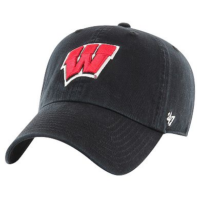 Men's '47 Black Wisconsin Badgers Vintage Clean Up Adjustable Hat