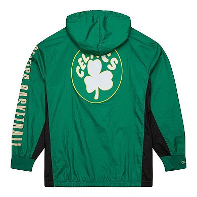 Men's Mitchell & Ness Kelly Green Boston Celtics  Team OG 2.0 Vintage Logo Anorak Windbreaker Quarter-Zip Jacket