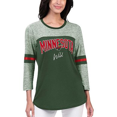 Women's G-III 4Her by Carl Banks Green Minnesota Wild Play The Game 3/4-Sleeve T-Shirt