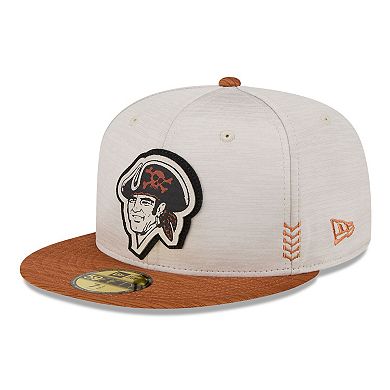 Men's New Era Stone/Brown Pittsburgh Pirates 2024 Clubhouse 59FIFTY Fitted Hat