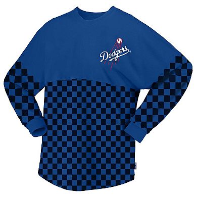 Women's Spirit Jersey Royal Los Angeles Dodgers Checker Print Long Sleeve T-Shirt