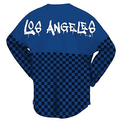 Women's Spirit Jersey Royal Los Angeles Dodgers Checker Print Long Sleeve T-Shirt