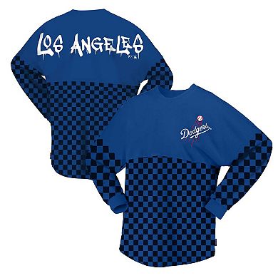 Women's Spirit Jersey Royal Los Angeles Dodgers Checker Print Long Sleeve T-Shirt