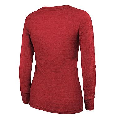 Women's Majestic Threads  Red Kansas City Chiefs Super Bowl LVIII Make It Happen Tri-Blend Long Sleeve Scoop Neck T-Shirt