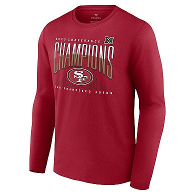 Men's Fanatics Branded Scarlet San Francisco 49ers 2023 NFC Champions Hometown Not Done Long Sleeve T-Shirt