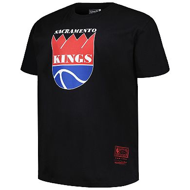 Men's Mitchell & Ness Black Sacramento Kings Big & Tall Hardwood Classics Vintage Logo T-Shirt
