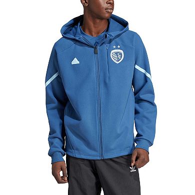 Men's adidas Blue Sporting Kansas City 2024 Anthem Travel Full-Zip Jacket