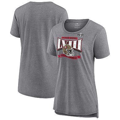 Women's Fanatics Branded  Heather Gray San Francisco 49ers Super Bowl LVIII Our Pastime Tri-Blend Scoop Neck T-Shirt
