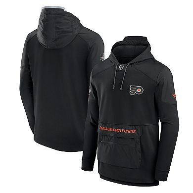 Men's Fanatics Branded Black Philadelphia Flyers 2024 NHL Stadium Series Authentic Pro Fleece Pullover Hoodie