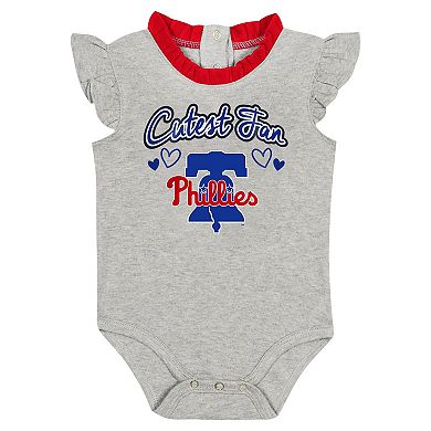 Newborn & Infant Fanatics Branded Red/Gray Philadelphia Phillies Two-Pack Fan Bodysuit Set