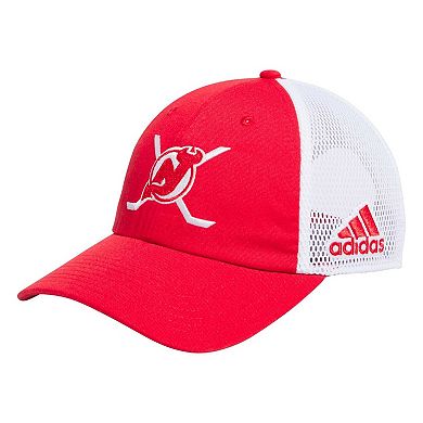 Men's adidas Red/White New Jersey Devils Cross Sticks Trucker Adjustable Hat