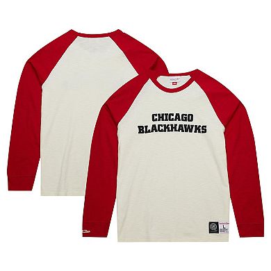 Men's Mitchell & Ness Cream Chicago Blackhawks Legendary Slub Vintage Raglan Long Sleeve T-Shirt