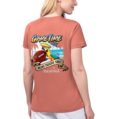 Women's Margaritaville Coral San Francisco 49ers Game Time V-Neck T-Shirt
