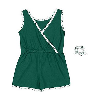 Girls Toddler Colosseum Green Michigan State Spartans Scoops Ahoy Floral Romper & Scrunchie Set