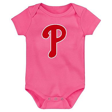 Infant Fanatics Branded Red/Royal/Pink Philadelphia Phillies Three-Pack Home Run Bodysuit Set