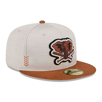Men's New Era Stone/Brown Oakland Athletics 2024 Clubhouse 59FIFTY Fitted Hat