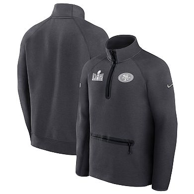 Men's Nike  Anthracite San Francisco 49ers Super Bowl LVIII Opening Night Tech Fleece Half-Zip Pullover Top