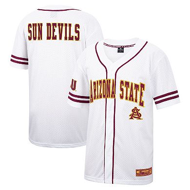 Men's Colosseum White Arizona State Sun Devils Free Spirited Mesh Button-Up Baseball Jersey