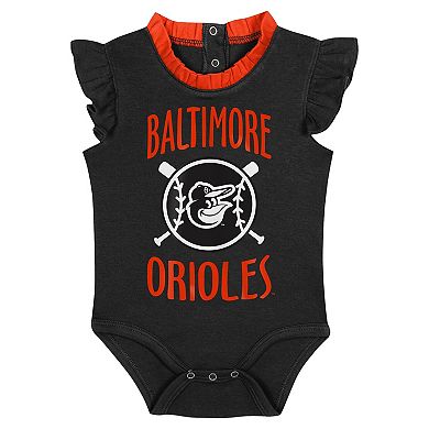 Newborn & Infant Fanatics Branded Black/Gray Baltimore Orioles Two-Pack Fan Bodysuit Set