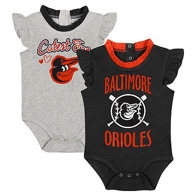 Newborn & Infant Fanatics Branded Black/Gray Baltimore Orioles Two-Pack Fan Bodysuit Set