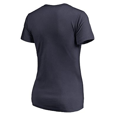 Women's Fanatics Branded Navy Atlanta Braves Onside Stripe V-Neck T-Shirt