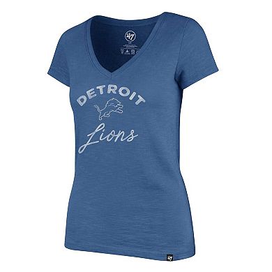 Women's '47 Blue Detroit Lions Avery Scrum V-Neck T-Shirt