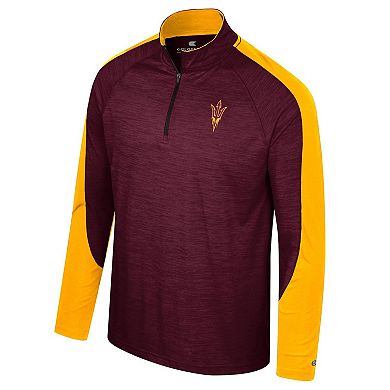 Men's Colosseum Maroon Arizona State Sun Devils Langmore Raglan Quarter-Zip Top