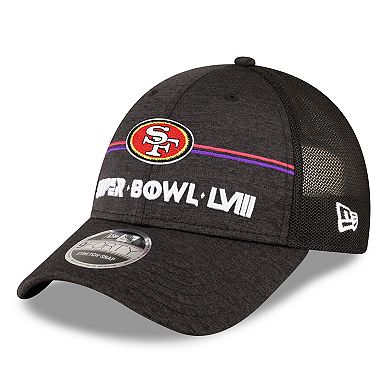 Men's New Era  Heather Black San Francisco 49ers Super Bowl LVIII 9FORTY Trucker Adjustable Hat