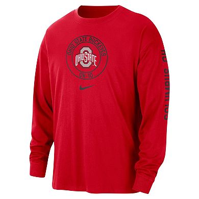 Men's Nike Scarlet Ohio State Buckeyes Heritage Max90 Long Sleeve T-Shirt