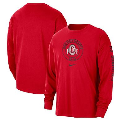 Men's Nike Scarlet Ohio State Buckeyes Heritage Max90 Long Sleeve T-Shirt