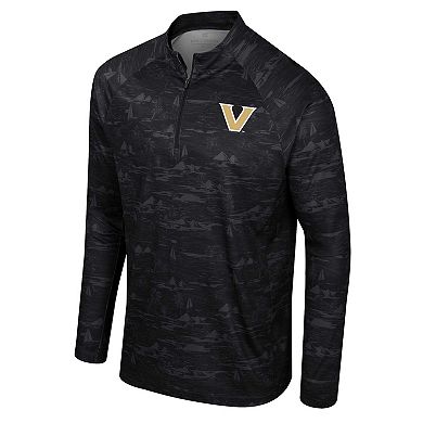 Men's Colosseum Black Vanderbilt Commodores Carson Raglan Quarter-Zip Jacket