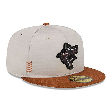 Men's New Era Stone/Brown Miami Marlins 2024 Clubhouse 59FIFTY Fitted Hat