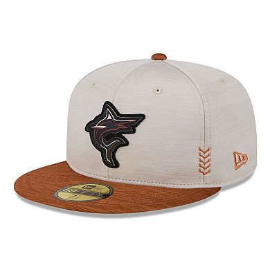 Men's New Era Stone/Brown Miami Marlins 2024 Clubhouse 59FIFTY Fitted Hat