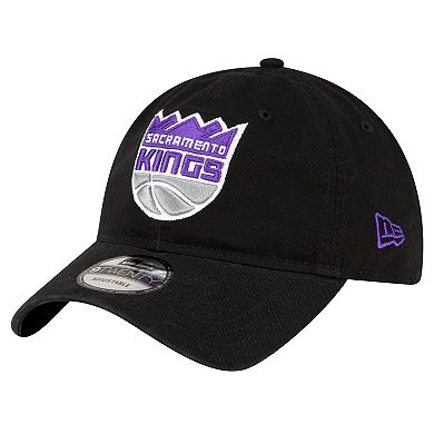 Men's New Era Black Sacramento Kings Team 2.0 9TWENTY Adjustable Hat